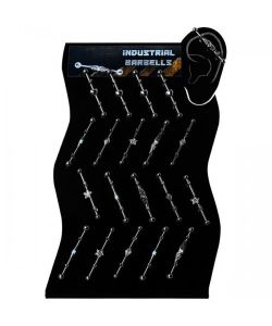 Acrylic Stand w. Metal Clips for industrial Piercing Barbells (20Pc) Display only!