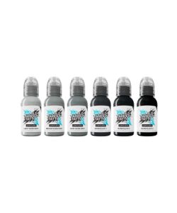 World Famous Limitless Tattoo Ink - Shades of Grey - Warm Grey Pastel Set - 6x 30ml